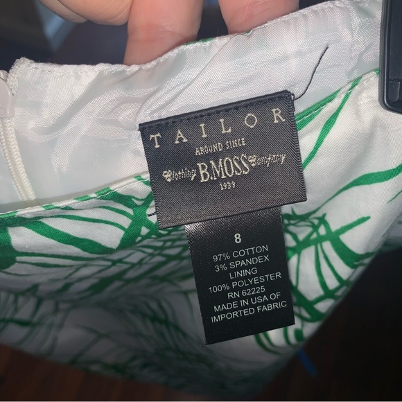 Green / White Tailor B Moss Cotton Skirt Size 8 - Picture 3 of 3